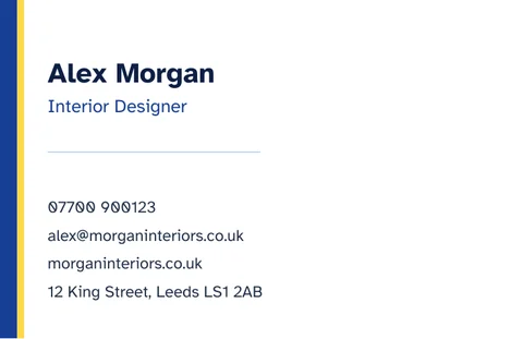 Classic business card template with example details