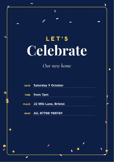 Party (any occasion) invitation template with example wording
